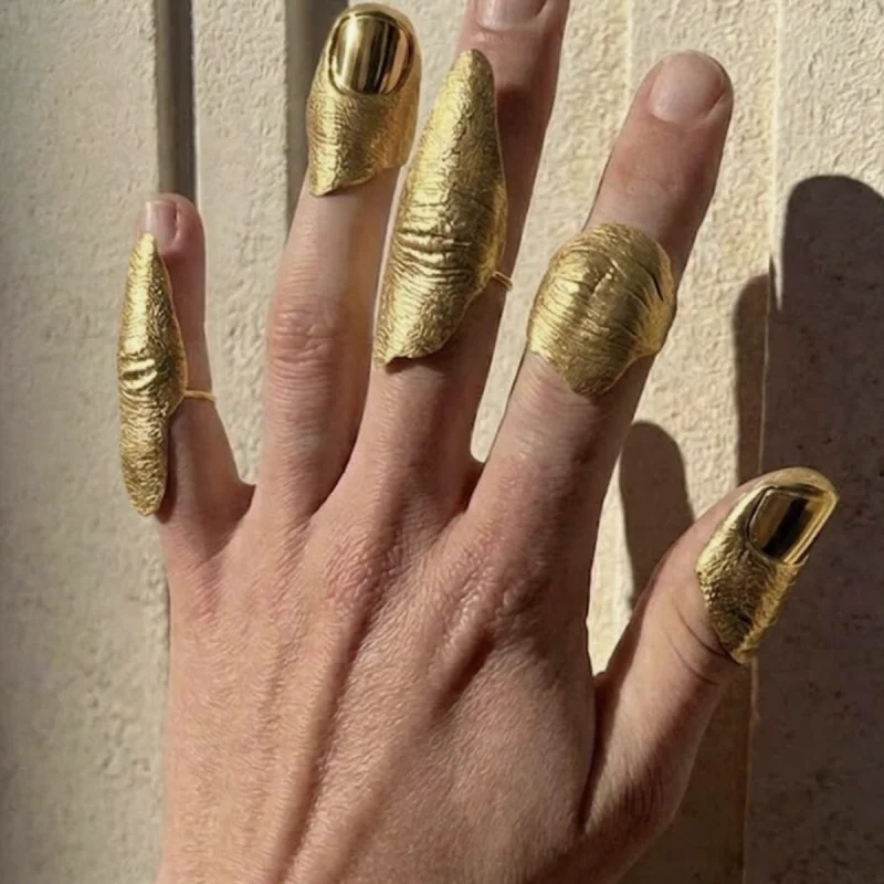 Punk 5Pcs Nail Shape Resin Ring Set Bold Avant-Garde Jewelry For  Women Everyday Wear, Street Style & Casual Outings
