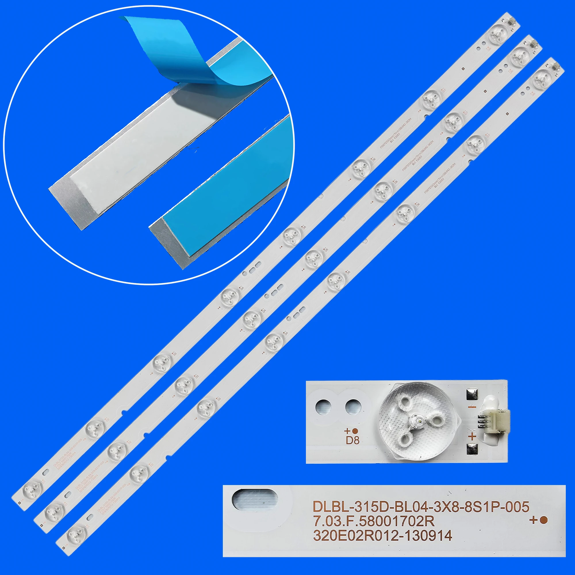 

LED backlight Strip For Ergo LE32D5 Ergo LE32D4 Ergo LE32D3 DLBL-315D-BL04-3X8-8S1P-005 PB07D580mm17mm3BL042-002H