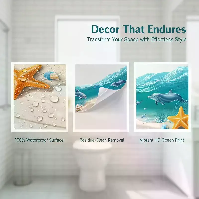 3D Ocean Wave Toilet Sticker Scratch Resistant Waterproof Anti Slip Removable Bathroom Decor Decal Free Shipping