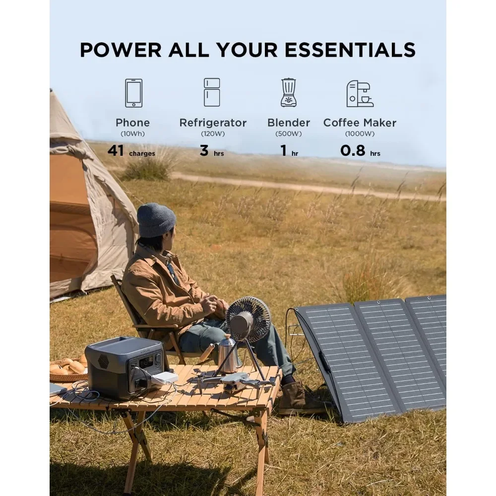 Solar Generator Power Station, 160W Power for Home , Camping ,100% Charged in 60m with 3000+ Cycles, Solar Generator