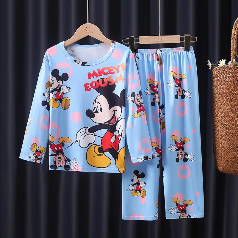 Hot Cartoon Spring Autumn Kid's Sleepwear Pajamas Clothing Sets Mickey Spider Doraemon Baby Boy Cotton Pyjamas For Kid's Gift