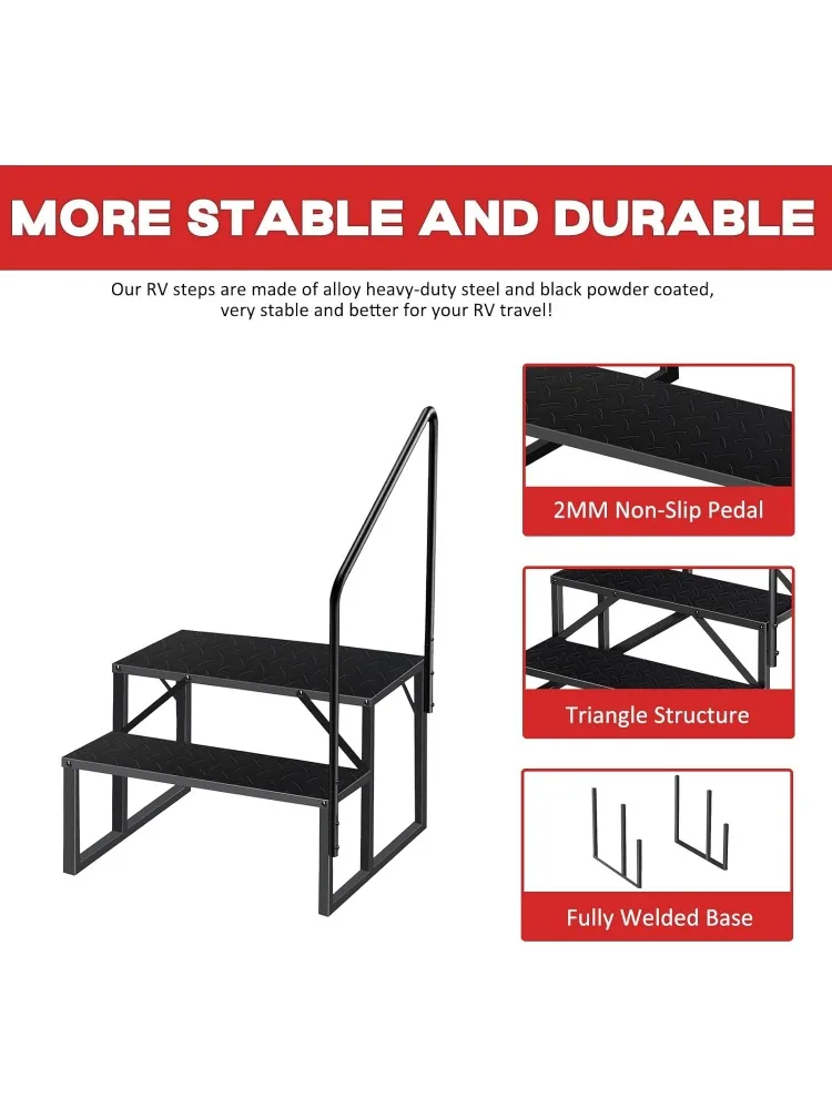 Gradini per vasca idromassaggio da esterno 2 gradini per camper con corrimano Scale per camper portatili Gradini per camper per camion a 3 gradini Scale per sgabelli per rimorchi da viaggio
