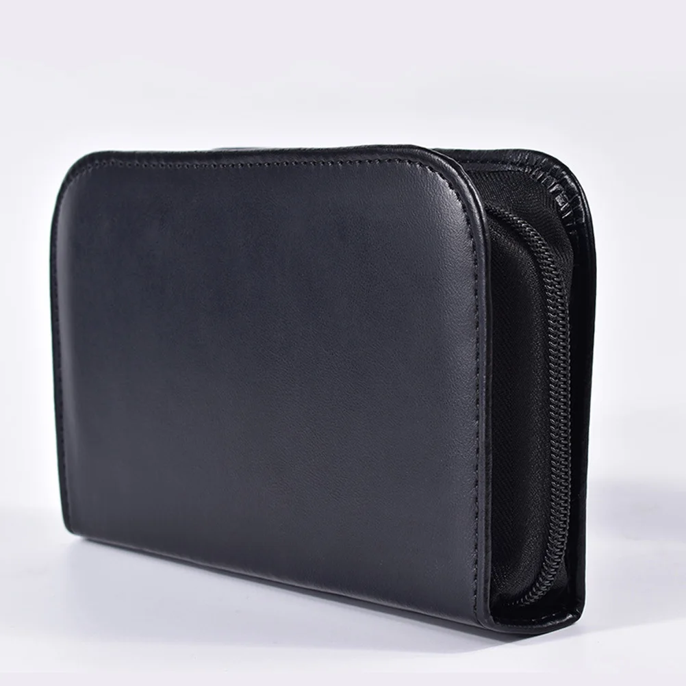 

1pc Blood Glucose Storage Bag Fingertip Case Black Pu Portable Protective Case For Fingertip Travel Home Use