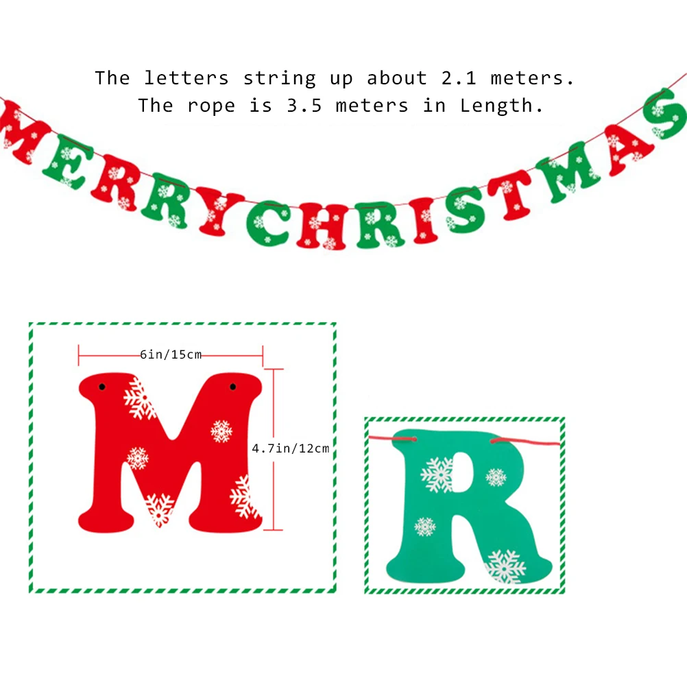 

Christmas Flag 3.5M Letter Banner Decorations Party Living Room Mantel Anywhere Drape Display Festive Atmosphere Holiday