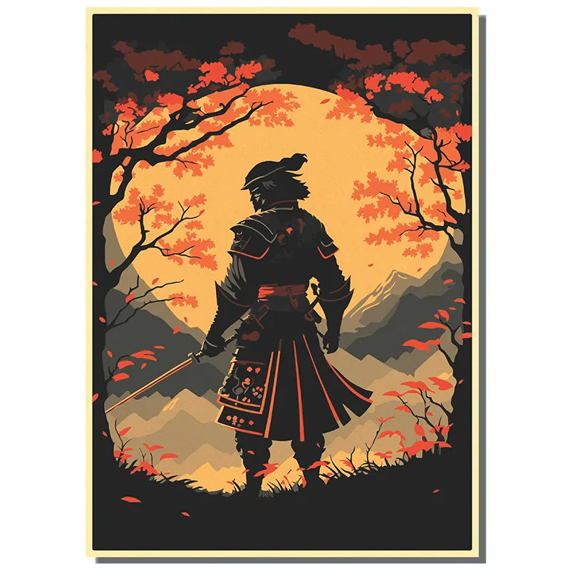 Japan Samurai Kraft paper Poster Home Wall Art Prints Pictures Bedroom Living Room Decor Murals Shop Bar Decoration image 4