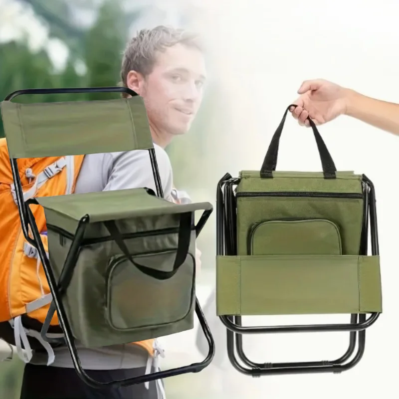 

Portable Outdoor Folding Chair with Backrest for Leisure Camping and Fishing with Storage Bag Oxford Cloth Art Student Stool