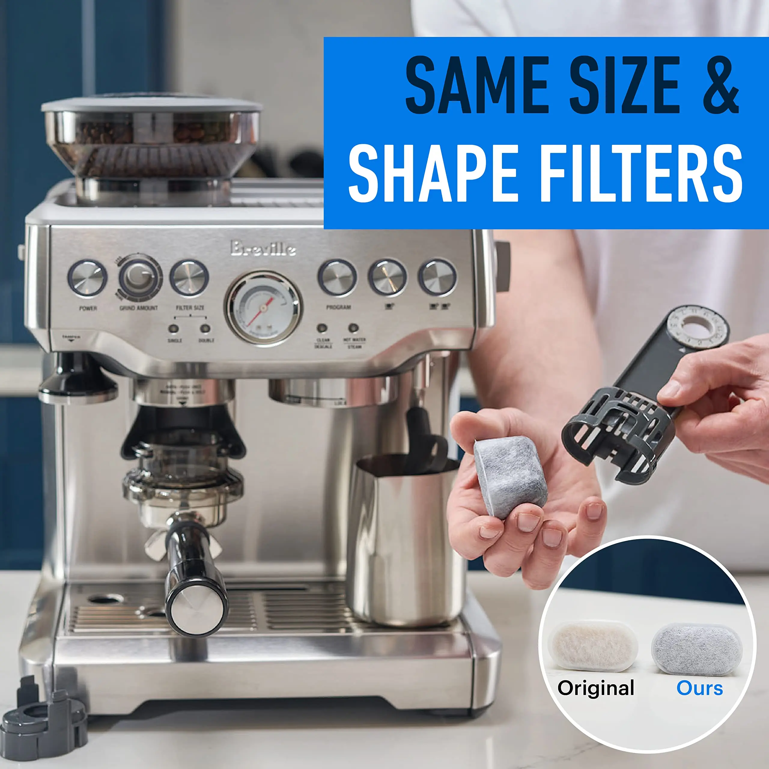 

6 Pack Water Filter for Breville Espresso Machine - Compatible Breville BWF100 Coffee Maker Charcoal Filter Replacement