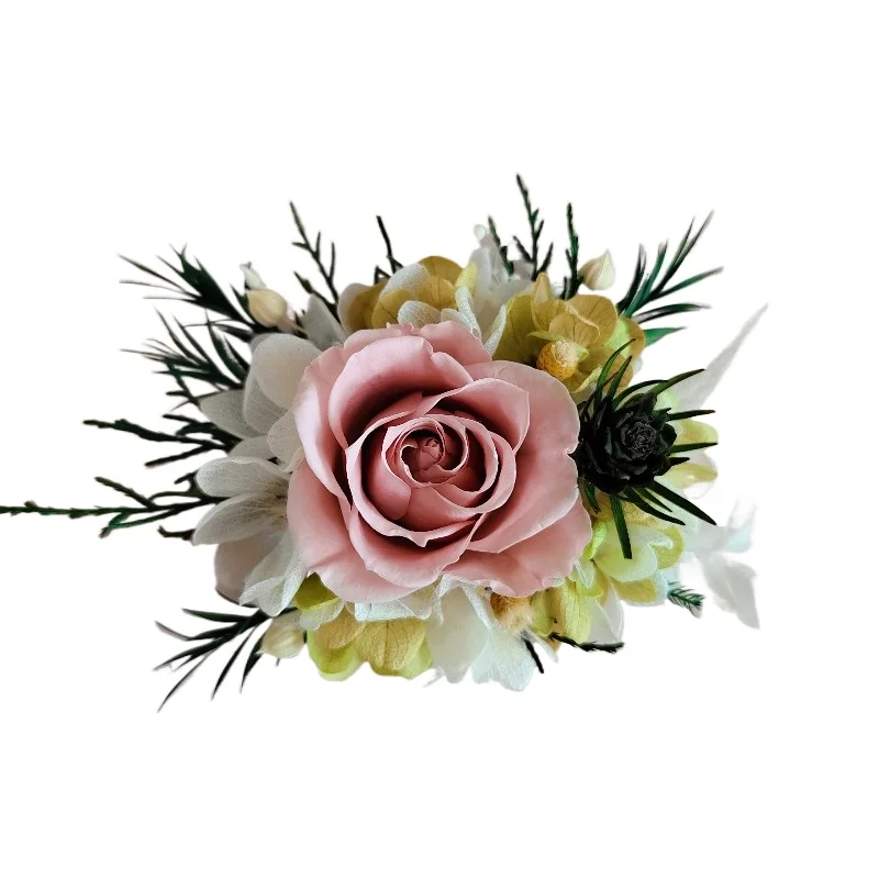 Fleur éternelle vraie fleur cappuccino mariée poignet fleur demoiselle d'honneur sœurs unité mariage marié corsage