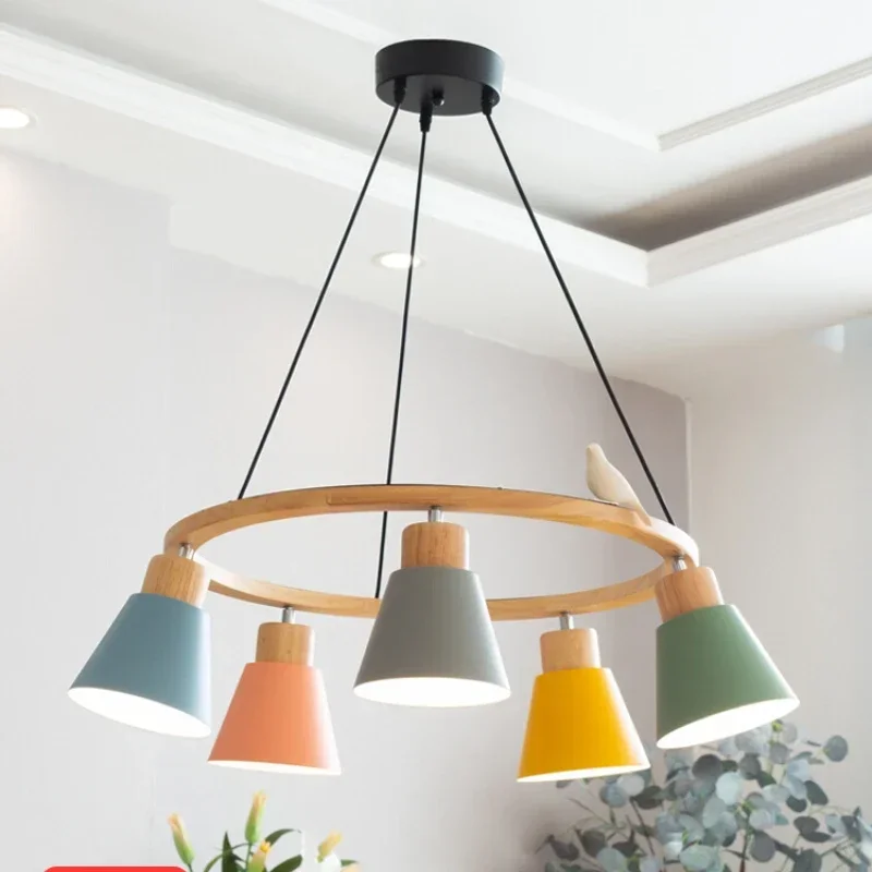 

LED Nordic Pendant Lamp Modern Creative bird Pendant Light For Bedroom Lighting Macaron lampshade E27 Living Room Pendant Lamps