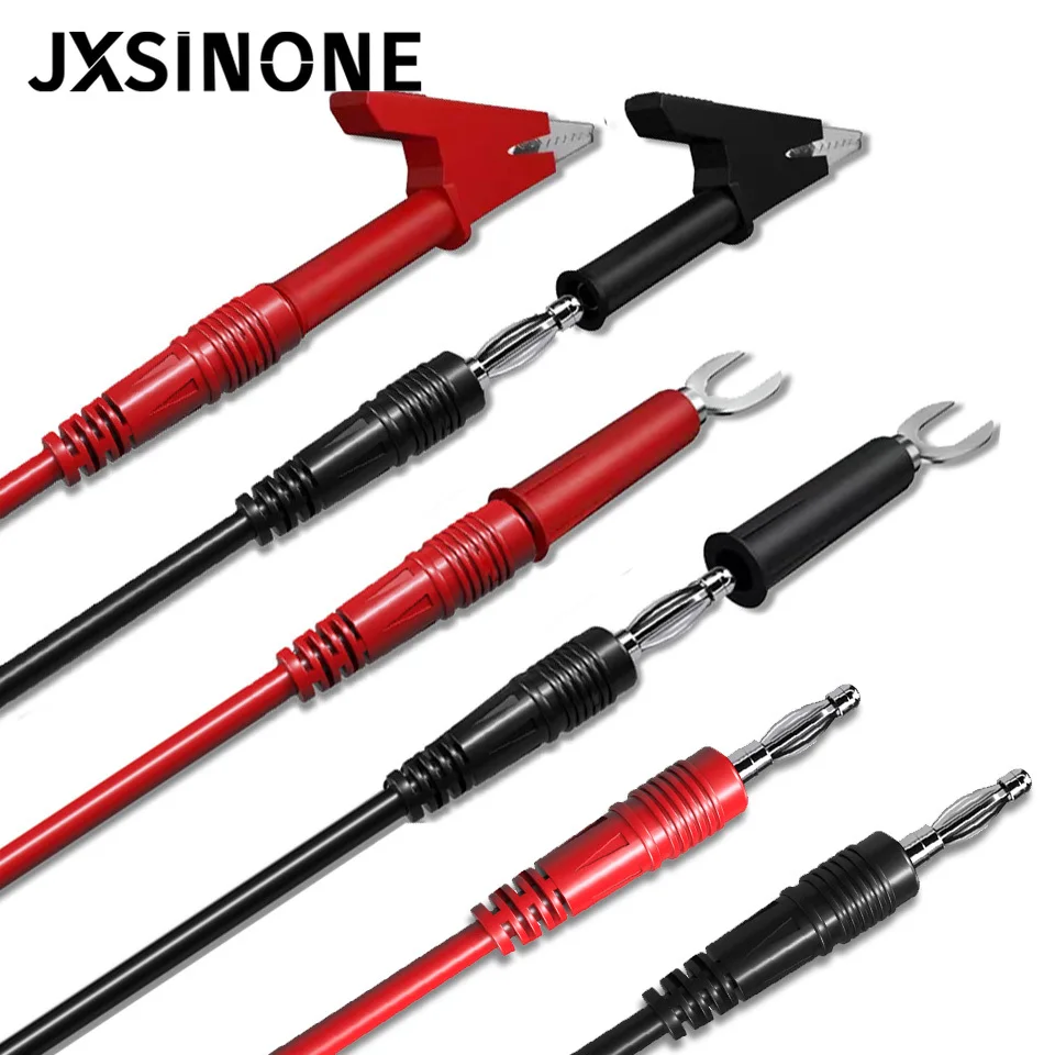 JXSINONE P1041B 1M 4mm Banana to Banana Plug Test Lead Kits Alligator Clip Clamps To 6mm U-type Plug Regulated Power Supply