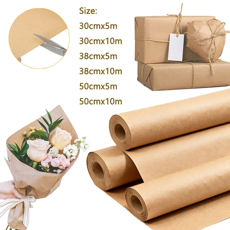 5/10M  Brown Kraft Paper Roll For Gift Wrapping Moving Packing Art Craft Gift Wrapping Paper Packing Wrap Bouquet Craft Paper