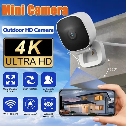 4K HD Mini Wireless Camera Wide-angle Webcams Indoor Monitoring APPWith Night Version 2-way Audio IP65 Waterproof Camera﻿ 2026