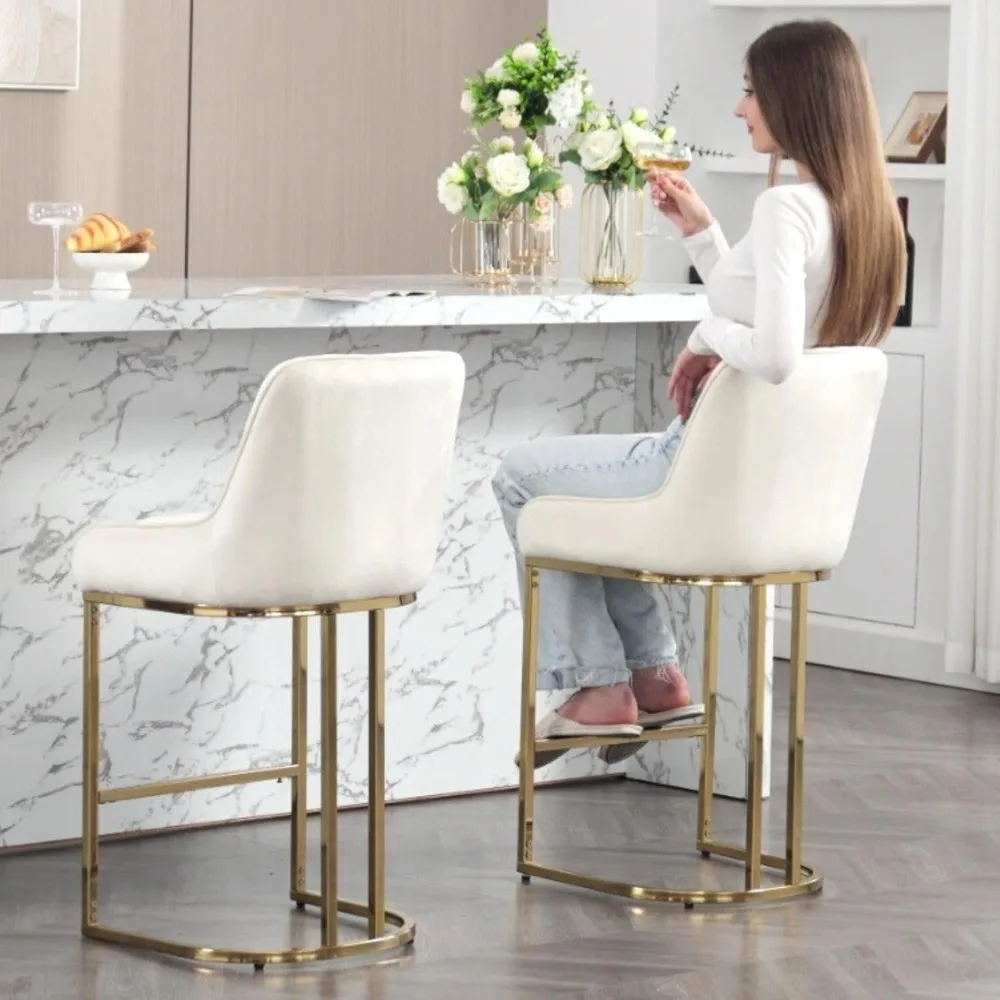 Bancos com Costas Estofados, Cadeiras para Ilha Cozinha, Altura do Contra, 26 polegadas, Conjunto de 2