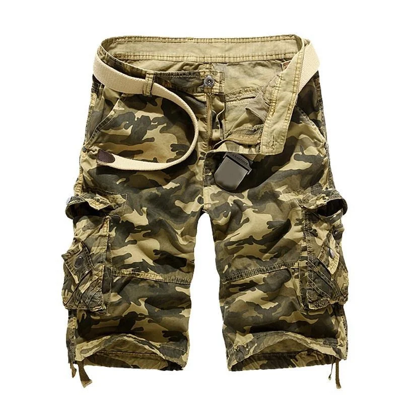 Summer Mens Fashion Cargo Camouflage Short Khaki Men Military Loose Casual Multipocket Short Large Size