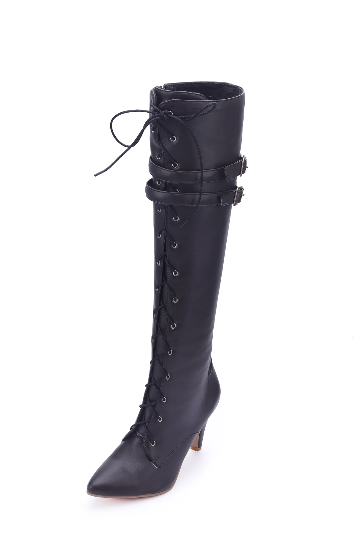 Mittellange Stiefel für Damen, 2026 Frühling und Herbst Neue Schnürstiefel, Damen Spitze Stiletto High Heels, Designer Luxus Übergrößen Größe 47, Direktverkauf vom Hersteller – Detail 29