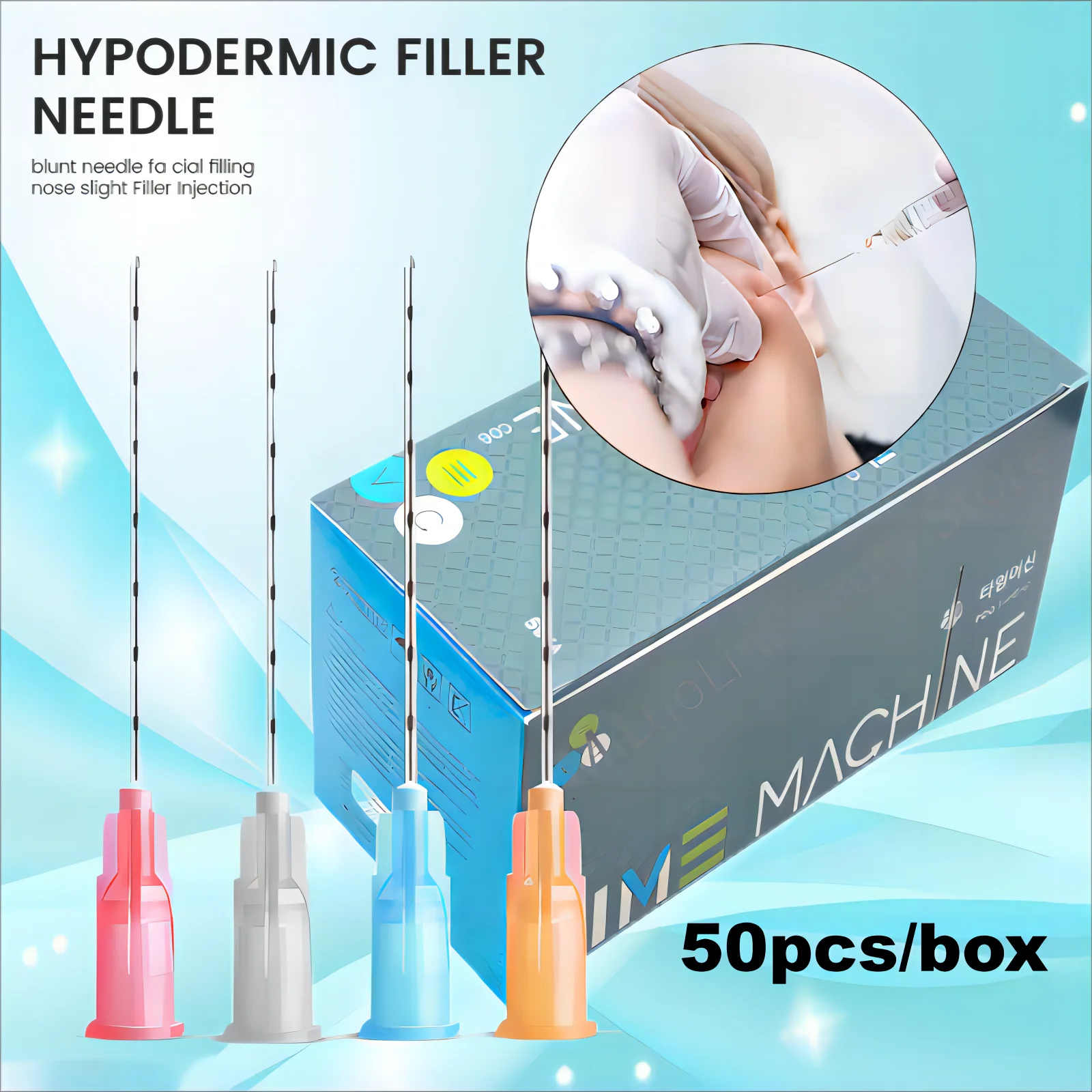 

Medical Sterile microcannula 21g 22g 25g 50mm 70mm Blunt Tip Micro Cannula Needle for Injectable Hyaluronic Acid Fillers