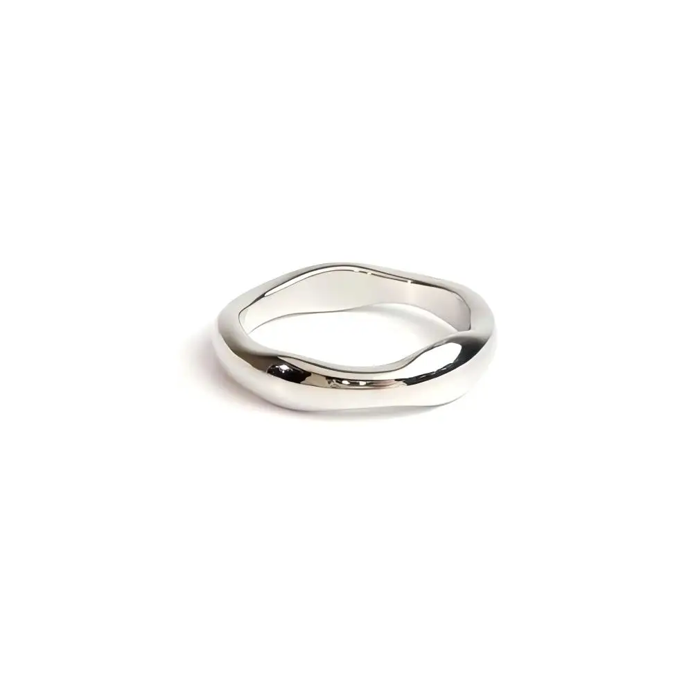 Women's Gold Color Chunky Ripple Band Stackable Ring Set