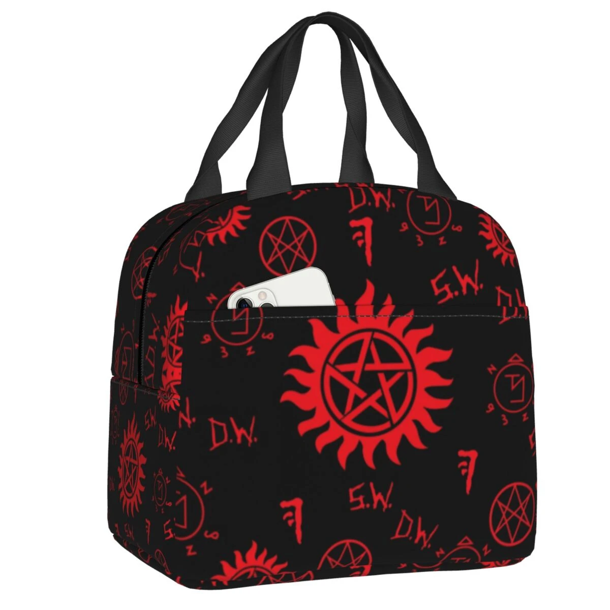 

Supernatural Insulated Lunch Bag for Women Leakproof Sam Dean Winchester Cooler Thermal Bento Box Beach Camping Travel