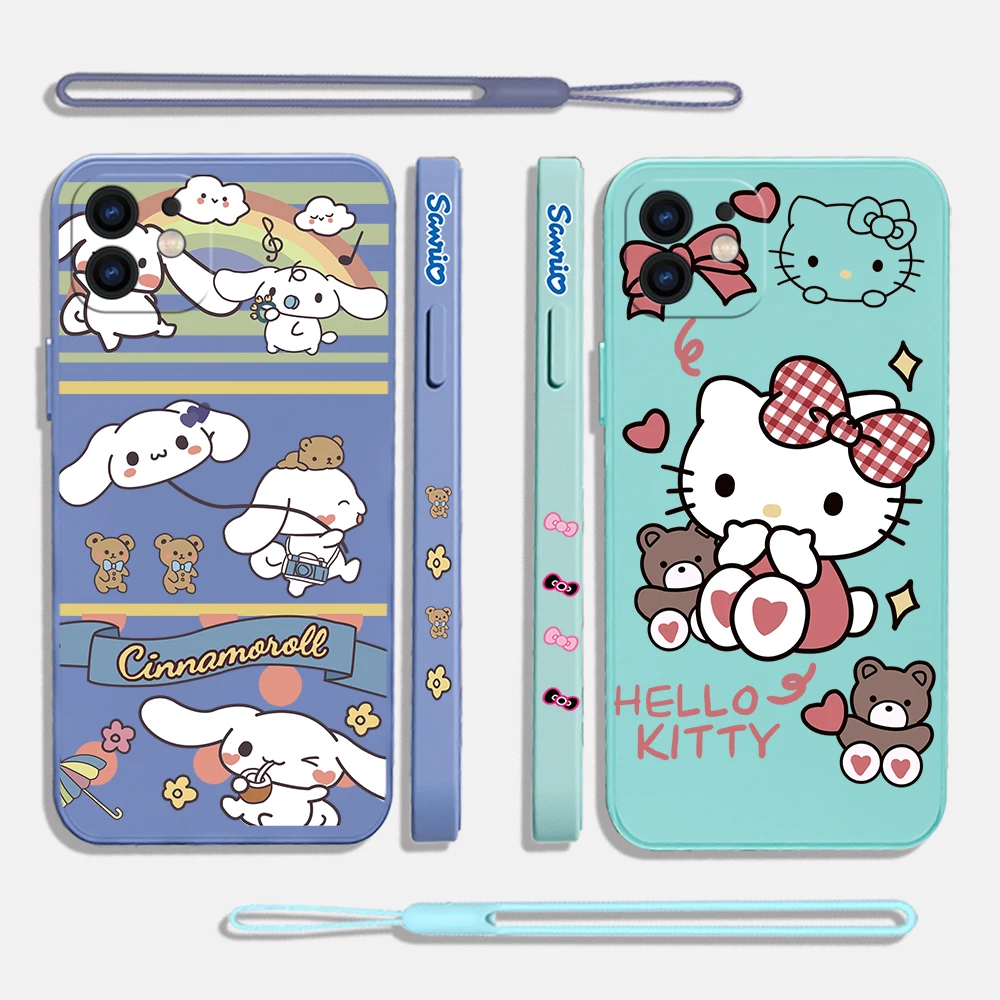 

Cartoon Hello Kitty Cinnamoroll Phone Case For OPPO A54 A74 A57 A96 A76 A36 A95 A16 A16K A9 A5 2020 4G 5G Liquid Silicone Cover