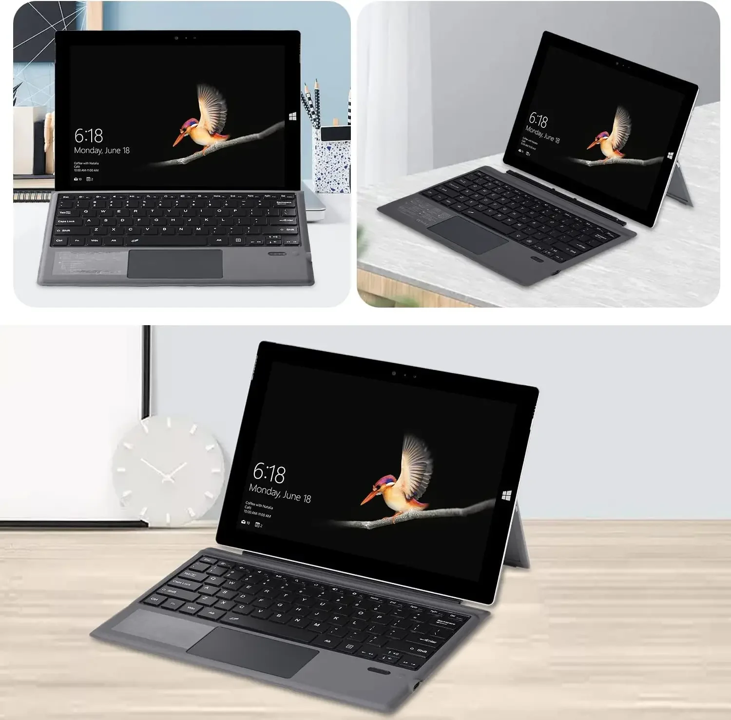 لوحة مفاتيح Trackpad لـ microsoft surface pro 3 ، 4 ، 5 ، 6 ، 7 go ، 1 ، 2 ، 3 ، بلوتوث ، لاسلكي ، كمبيوتر لوحي ، عمل ، سفر