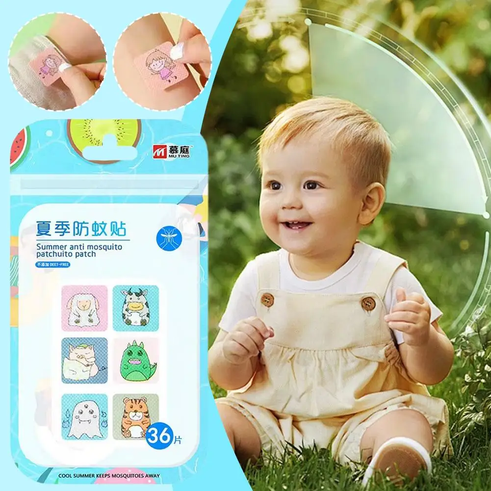 

36Pcs/bag Kids Mosquito Repellent Stickers Cartoon Plant Oil Anti-Bite Patches Baby Outdoor Portable Insect Protection Stickers