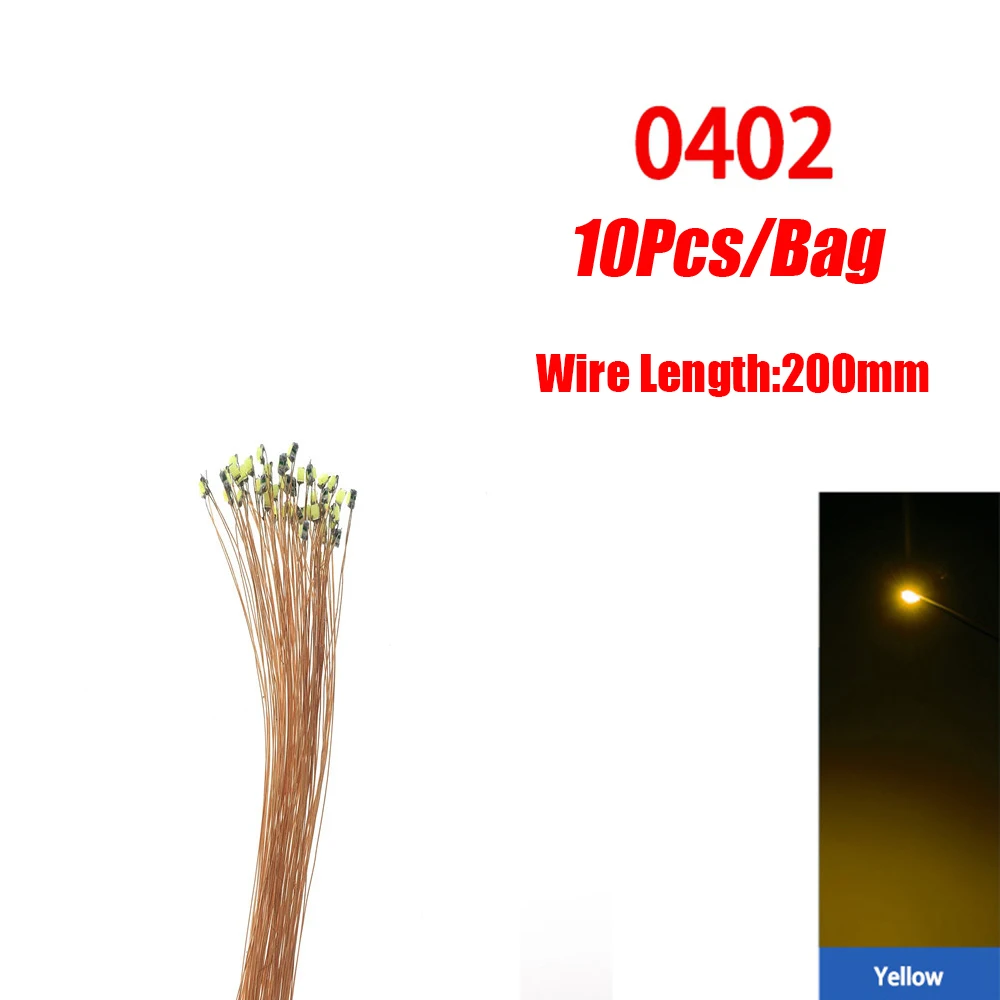 10 teile/los 0402 0603 SMD Lampe Wired Micro Led Vorgelötet Micro Litz Wired Chip 20 cm 3 V Eisenbahn modell Szenen