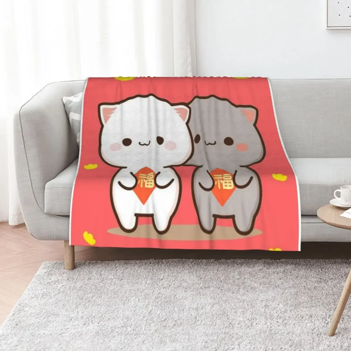 

Cute peach and Goma couple Throw Blanket Nap Beautifuls Cute christmas decoration Blankets