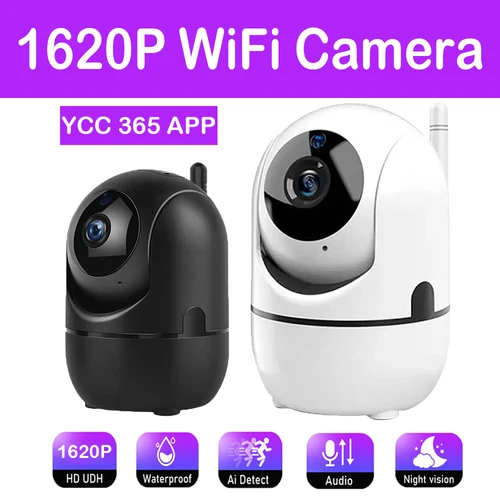 Cámara IP Wifi YCC365 Plus, seguimiento automático en casa inteligente, red de visión nocturna completa de 1620P, vídeo CCTV inalámbrico, cámara de seguridad para bebés