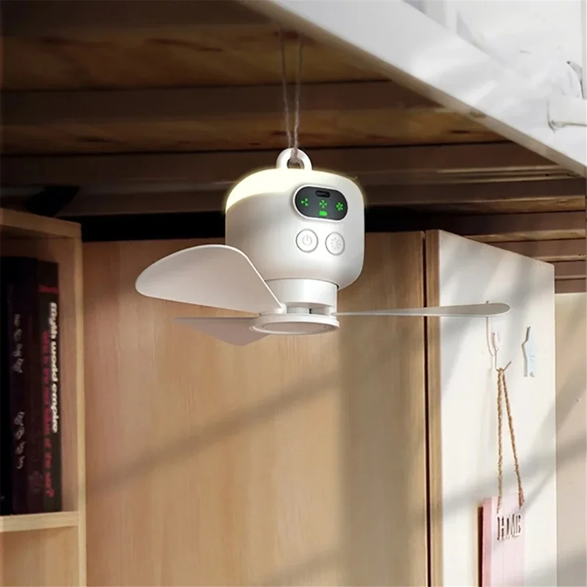 

Camping Fan USB Rechargeable Large Wind Ceiling Fan Removable Blades Night Lamp Lighting 8000mAh Capacity Household Outdoor Fan