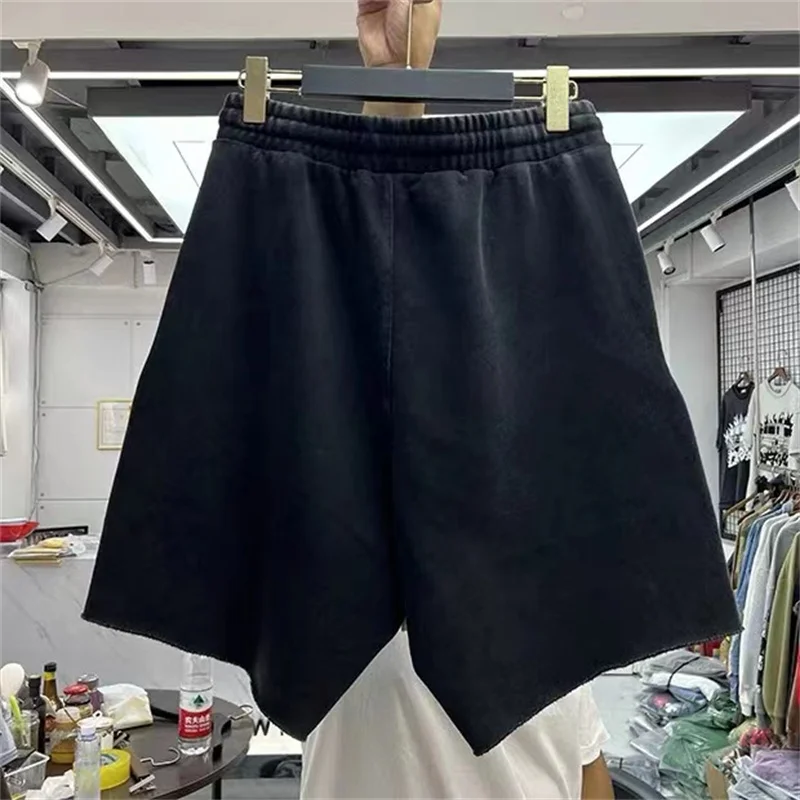 Street Washed RRR123 LOGO Letters Numbers Print Shorts Best Quality Mens Womens Vintage RRR123 Black Drawstring Breeches