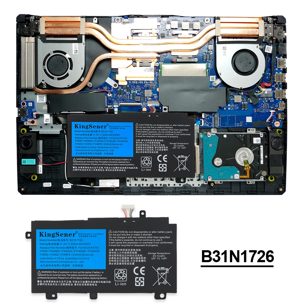KingSener B31N1726 B31BN91 Do ASUS FX504 FX86 FX80GM FX505GE FX505DT FX80GE PX505GE PX505GD FX505GM FX80G B31BnEH A41LK9H 48Wh