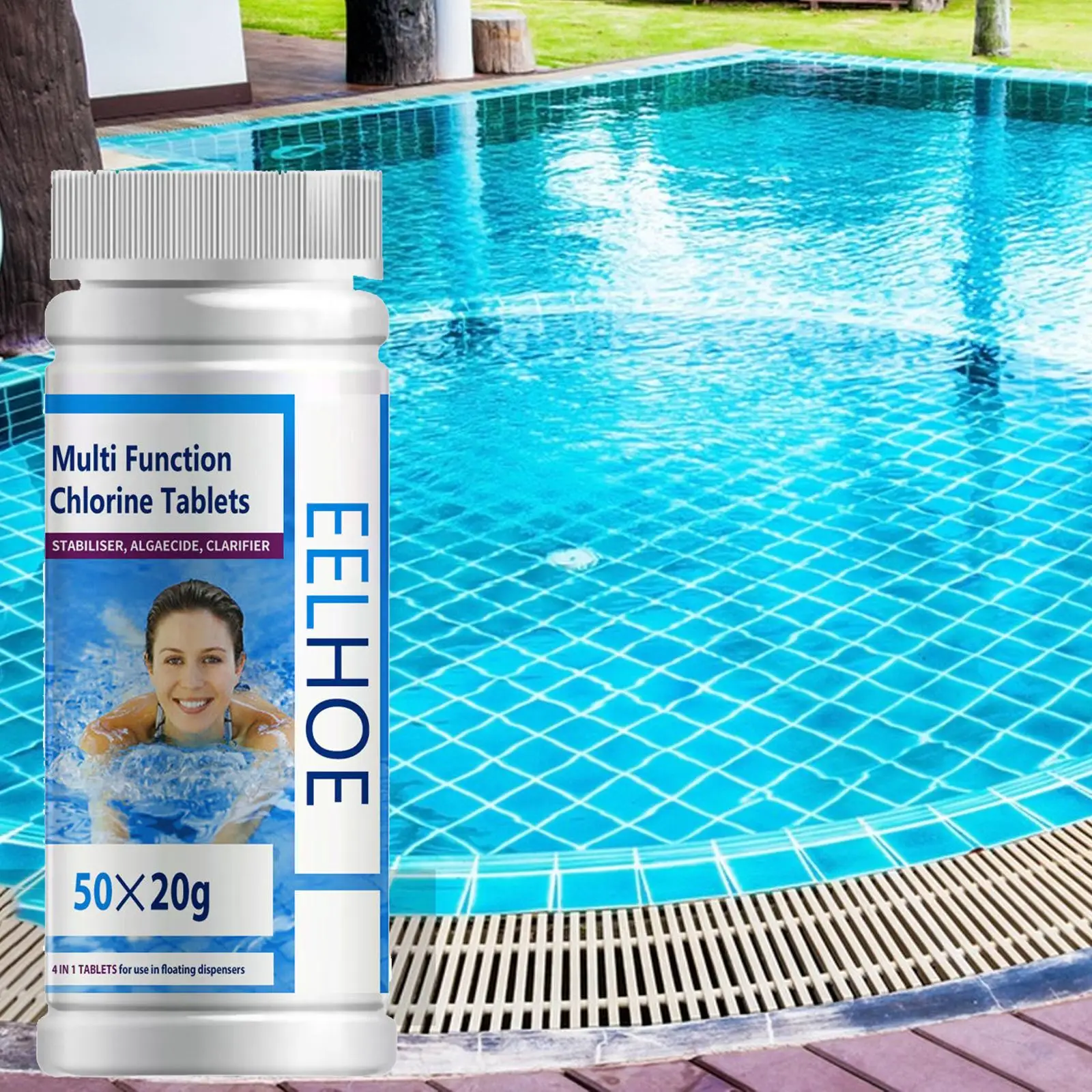 50-1000g Chlorine Tablet Slow Dissolving Practical Hot Fountains Pool Supply Chlorine Tablet for Fish Pond Swimming Pool Tub