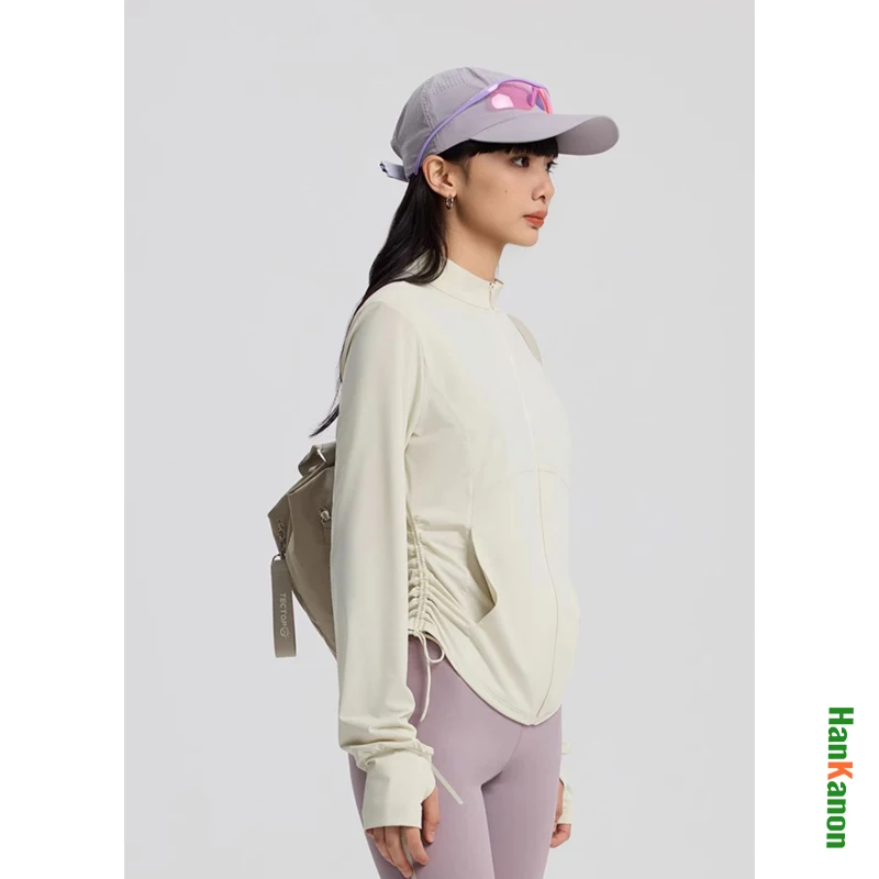 Damska kurtka chroniąca przed słońcem |   UPF 200+ |   Ultra przewiewna, chłodna i lekka koszulka z stójką do biegania na świeżym powietrzu i na kempingu