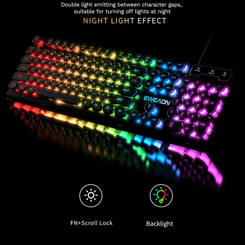 

Gamer Keyboard for Dota LOL CS Esports Games Vintage Punk Style Gaming Teclados USB Wired RGB Light Multi Media Office Keyboard