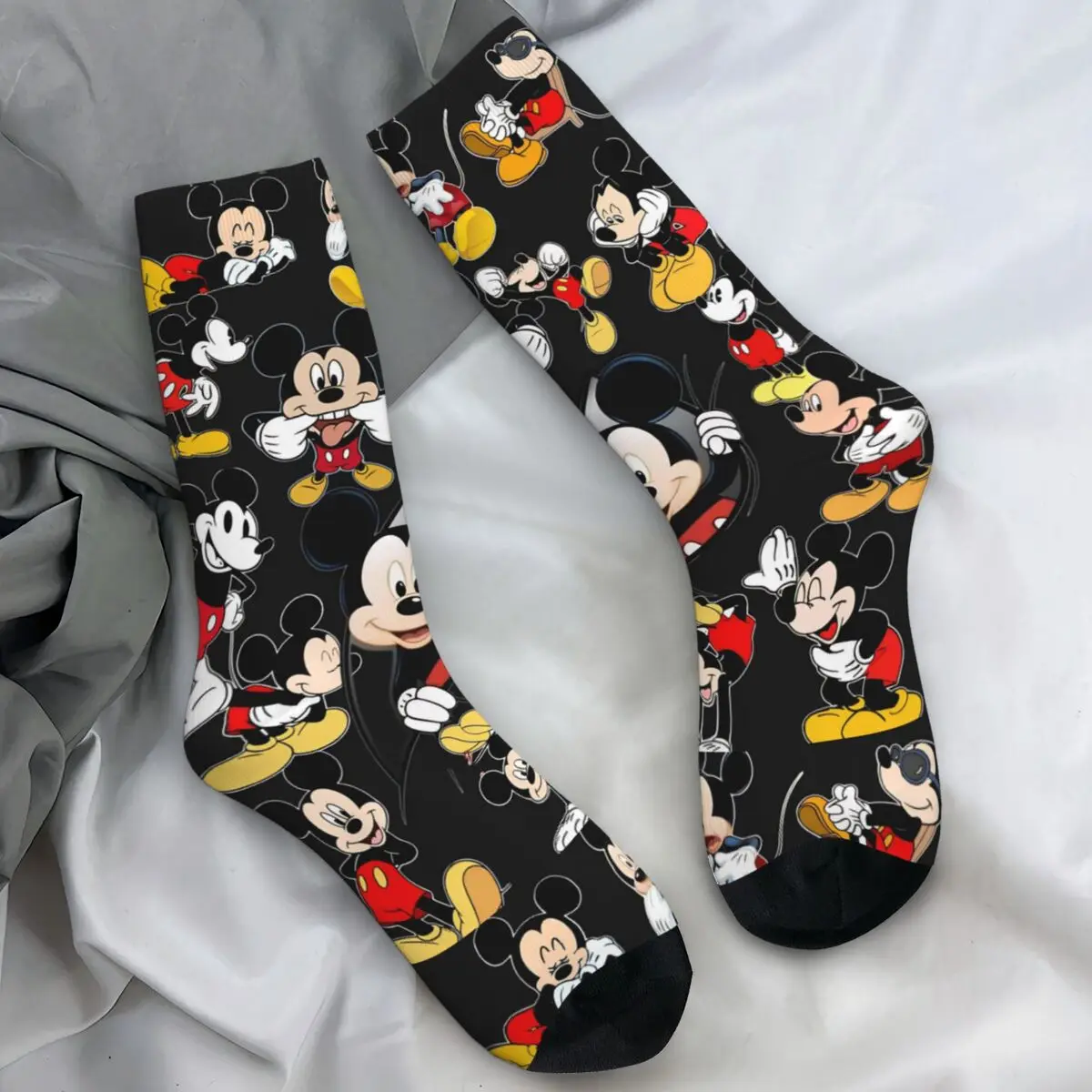 Hommes chaussettes Mickey Mouse tête dessin animé personnage bas hiver doux respirant chaussettes conception course sport chaussettes antidérapantes
