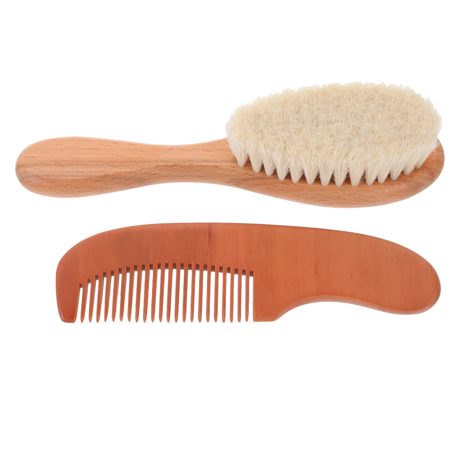 1Set Baby Hair Brush and Wooden Comb Wool Bristle Soft Scalp Care Set Newborn Hair Comb Baby Shower Gift Supplies