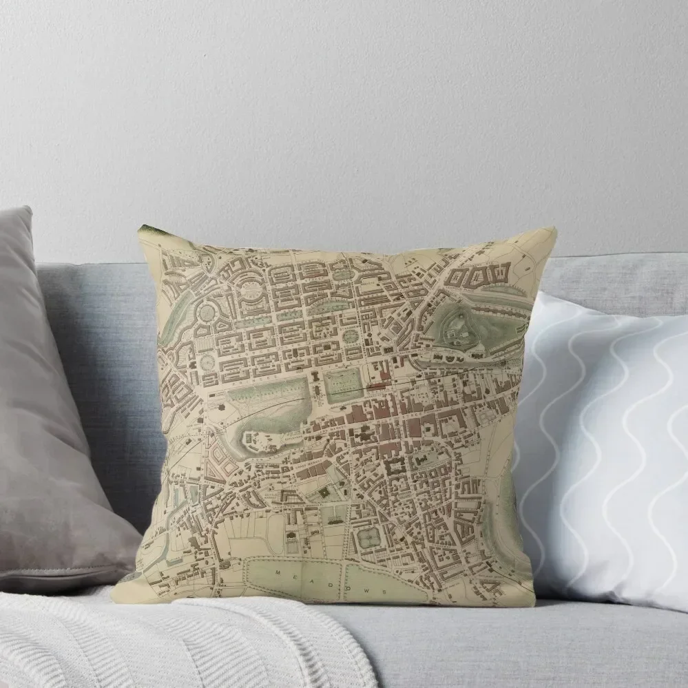 Vintage Edinburgh Scotland Map (1851) Throw Pillow Cusions Cover Cushion Cover Luxury Covers For Sofas pillow