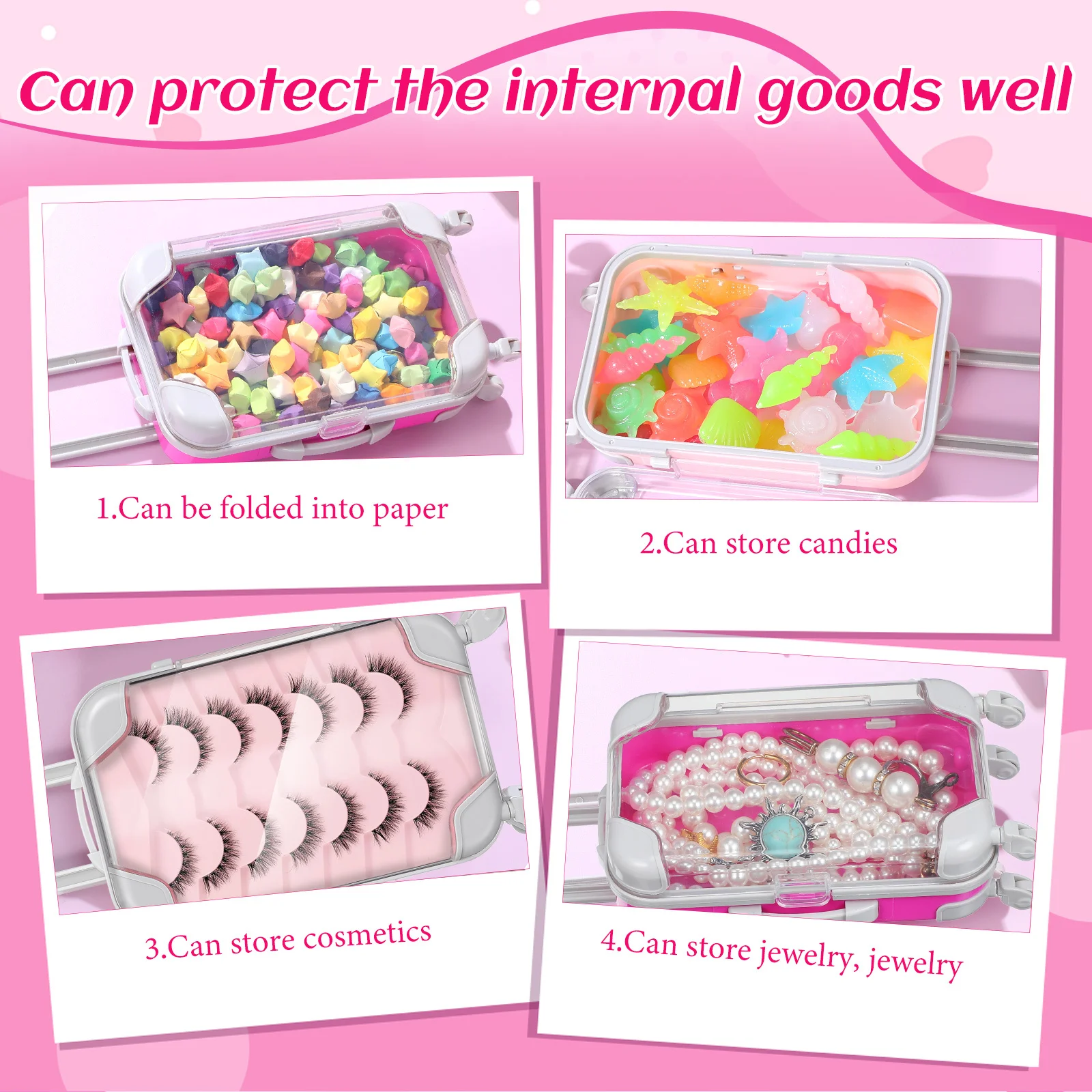 Mini valise à main 4 pièces, boîte de maquillage de voyage pour femmes, petit étui, cadeaux de fête, coffret cadeau, essentiels pour réception nuptiale