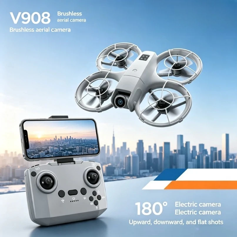 Original V908 Foldable GPS Drone 8K Dual Camera 5G WiFi FPV Brushless Optical Flow RC Aerial Photography Quadcopter