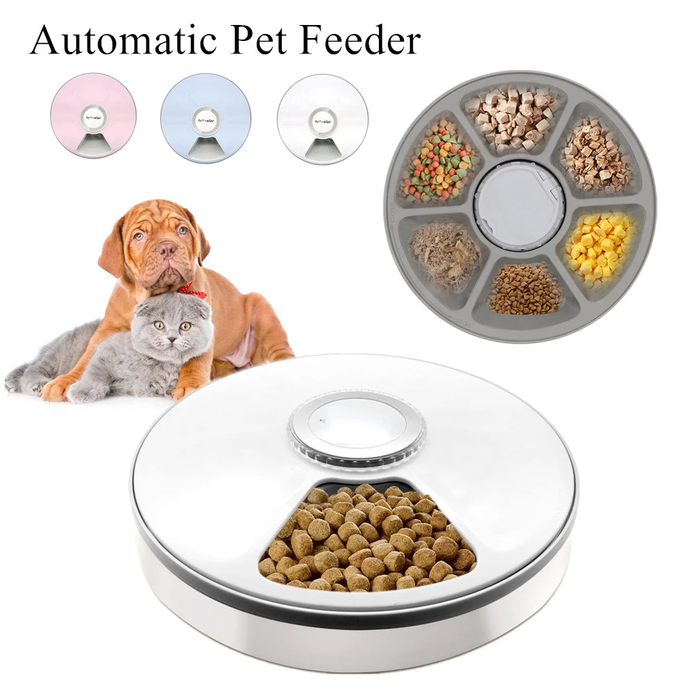 

Automatic Pet Feeder Smart Round Timing Feeder With Voice Record Cat Dog Dry Food Dispenser 24 Hours Feed Pet Supplies