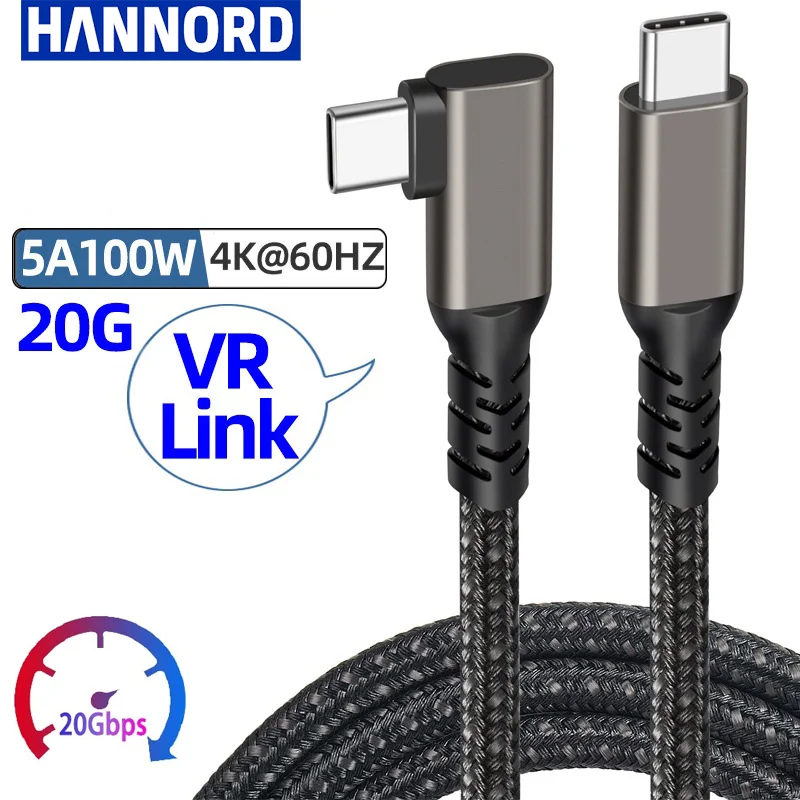 Hannord USB C 3.2 Gen2 Type C to USB C Cable PD 100W 5A 20Gbps 4K@60HZ Fast Charging Cord VR Link Cable For Laptop Macbook Pro