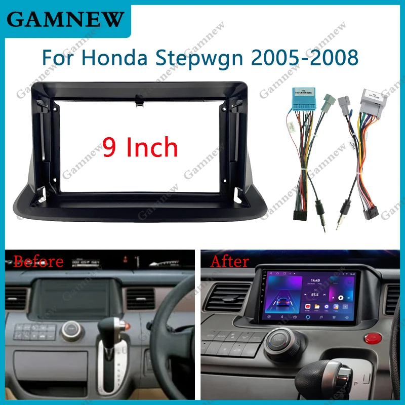 9 Inch Car Frame Fascia Adapter Android Radio Dash Fitting Panel Kit For Honda Stepwgn 2005-2008