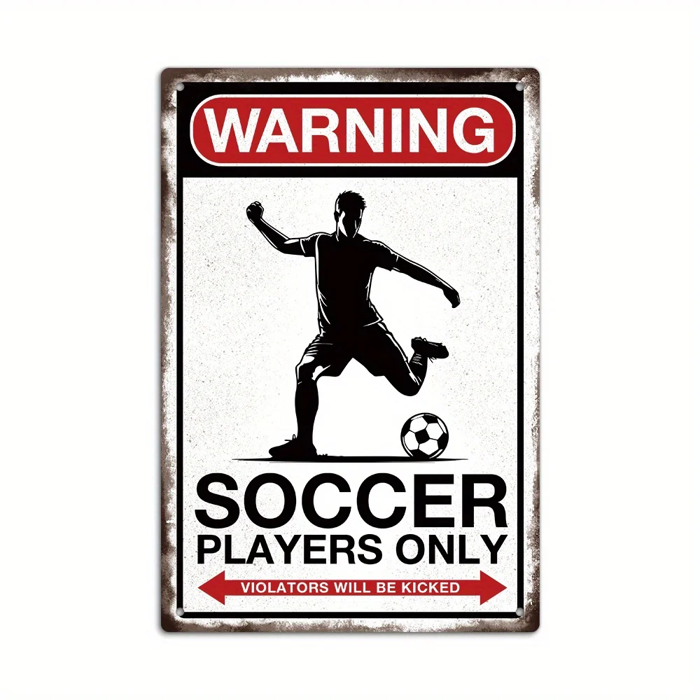 2026 Football Event - Puduo Decorative Vintage Metal Sign, Warning Football Players: Tackles Only Against Offenders, Wall Art Decoration for Home, Farmhouse, or Football Field, Perfect Halloween and Christmas Gift Decoration