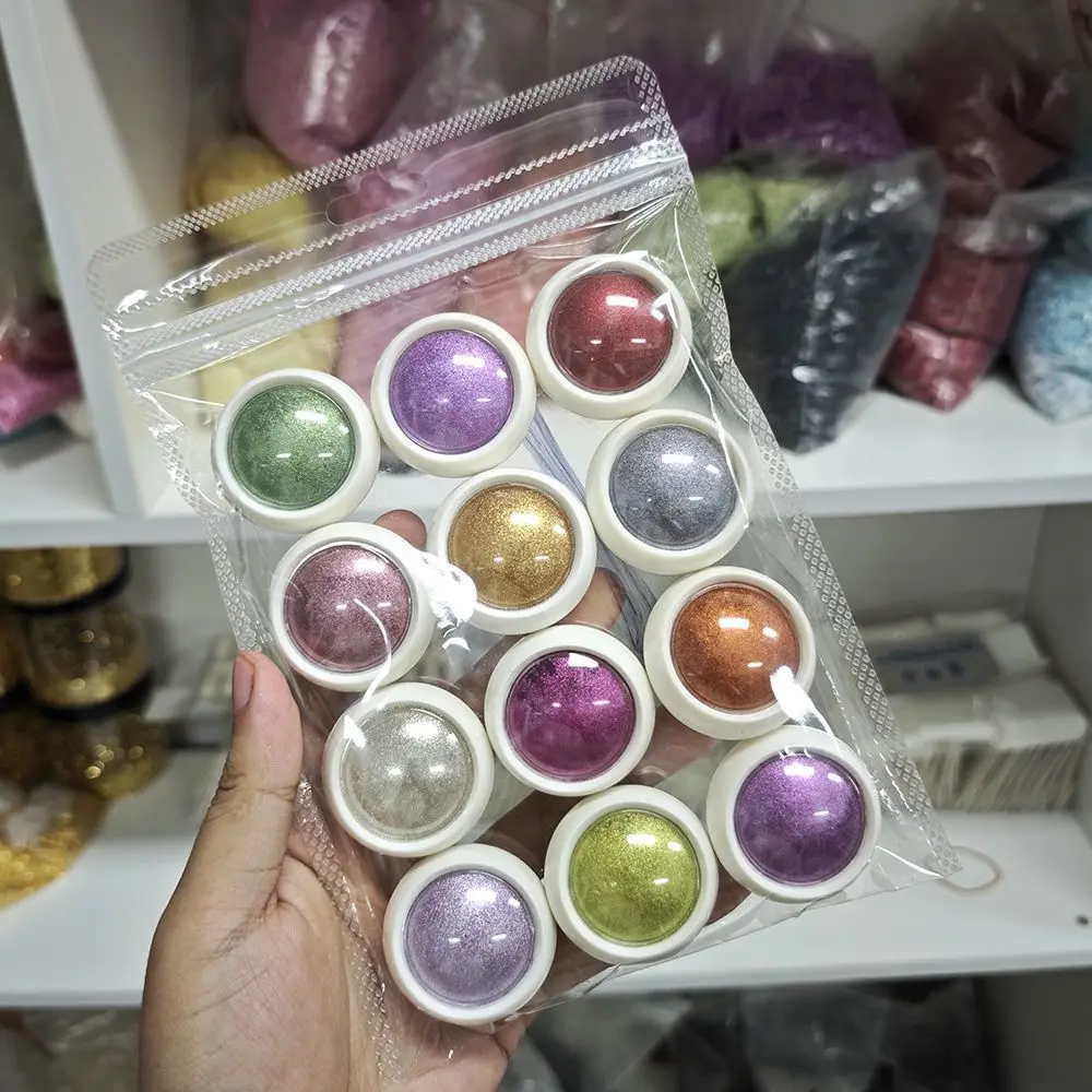 Nail Art 12-Farben-Set Nail Art Spiegelpuder-Set Spiegelglitzer Galvanisiertes Aurora-Puder Nail Art Titanpuder Laser – Detail 7
