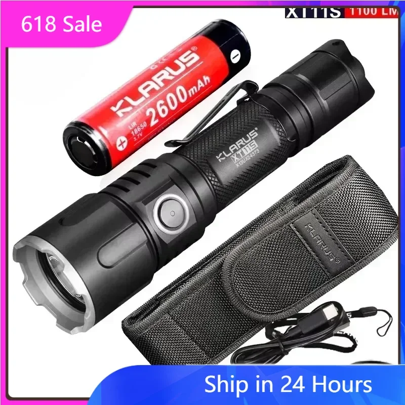 

KLARUS Power Tactical Flashlight LED 1100LM Rechargeable Professional Torch Light with 18650 Battery for Camping,Self Defense