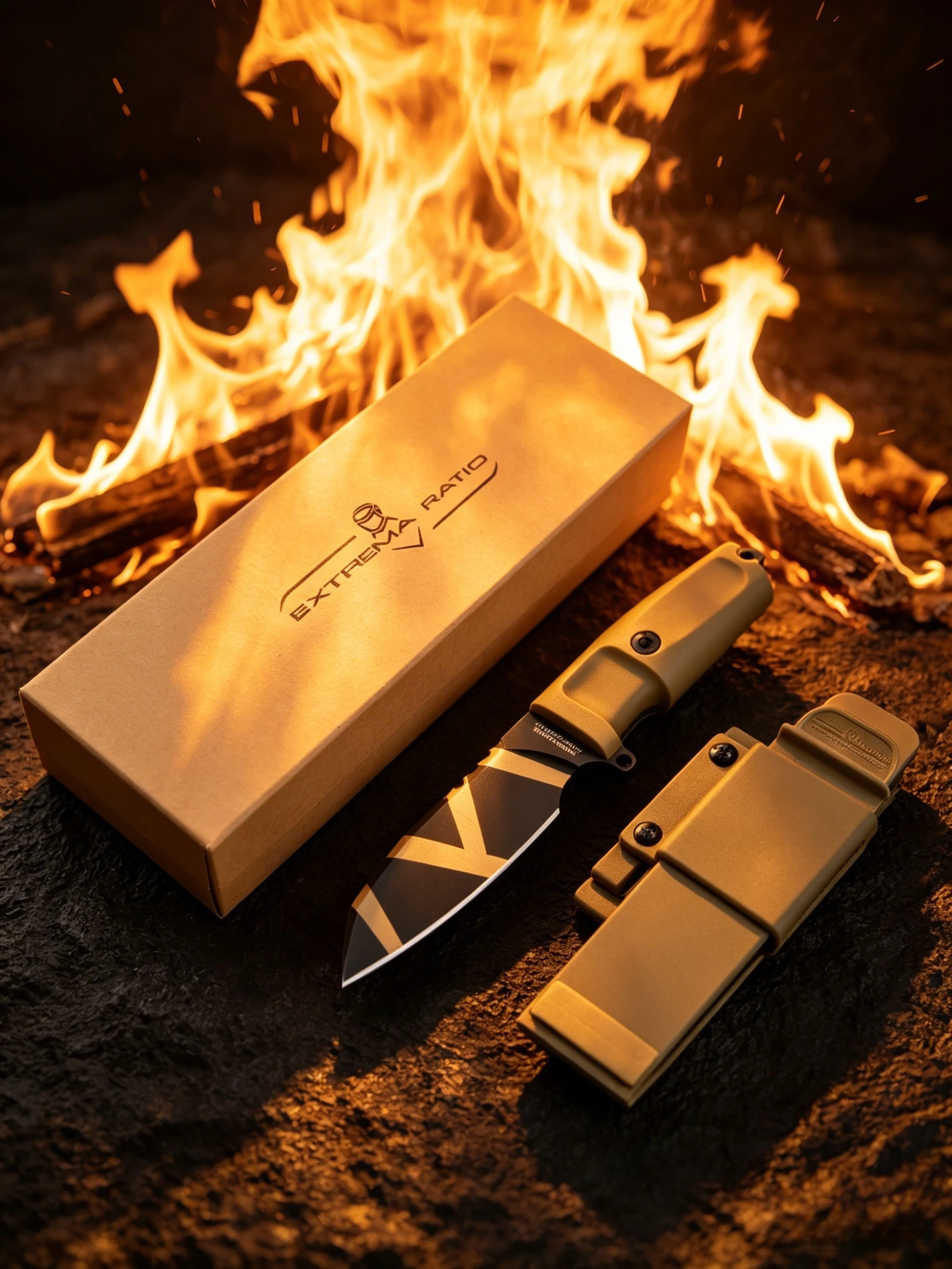 Task C - Compact straight knife, made of N690 steel, equipped with protective K sheath, multi-functional backpack outdoor knife