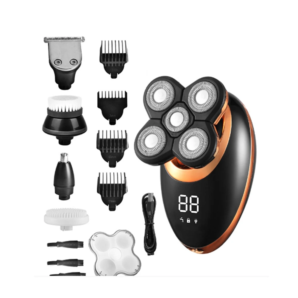 Wet Dry Electric Shaver for Men Beard Hair Trimmer Razor Rechargeable Bald Shaving Machine LCD Display Grooming Kit