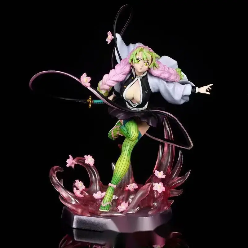 Hot 22cm Demon Slayer Kanroji Mitsuri Anime Girl Figure Model Gk Statue Boys Collection Desktop Decoration Ornament Toys Gifts