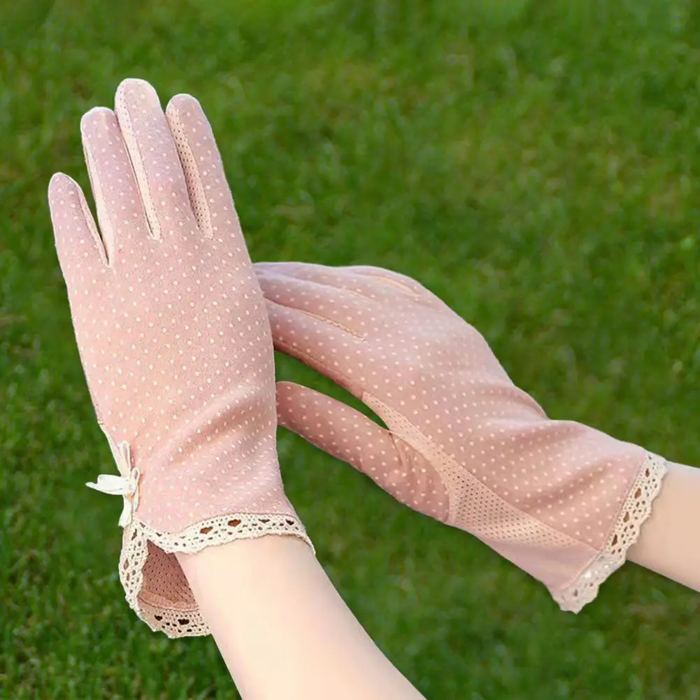 1 Paar Sommerhandschuhe zum Fahren, Reiten, Fäustlinge, gepunktete Vollfingerhandschuhe, lichtechte Sonnenschutzhandschuhe