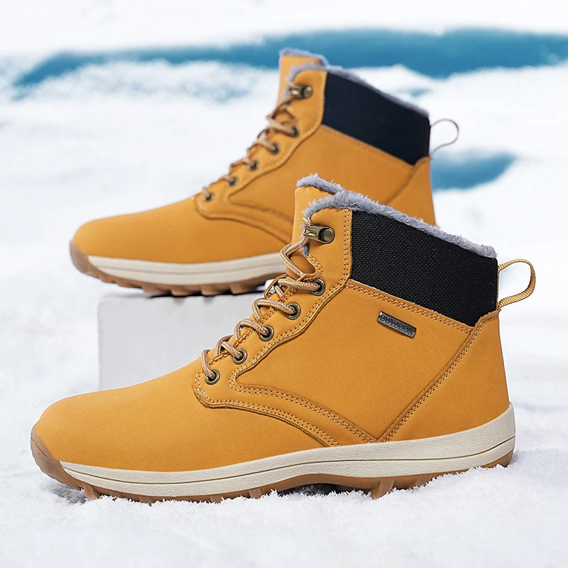 

2025 Winter Fleece-Lined Warm Cotton Shoes, Outdoor Lightweight and Fashionable Men's Non-Slip Hiking Snow Cotton Boots